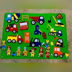 Construction/Firefighting Flannel Board Set with green flannel board.